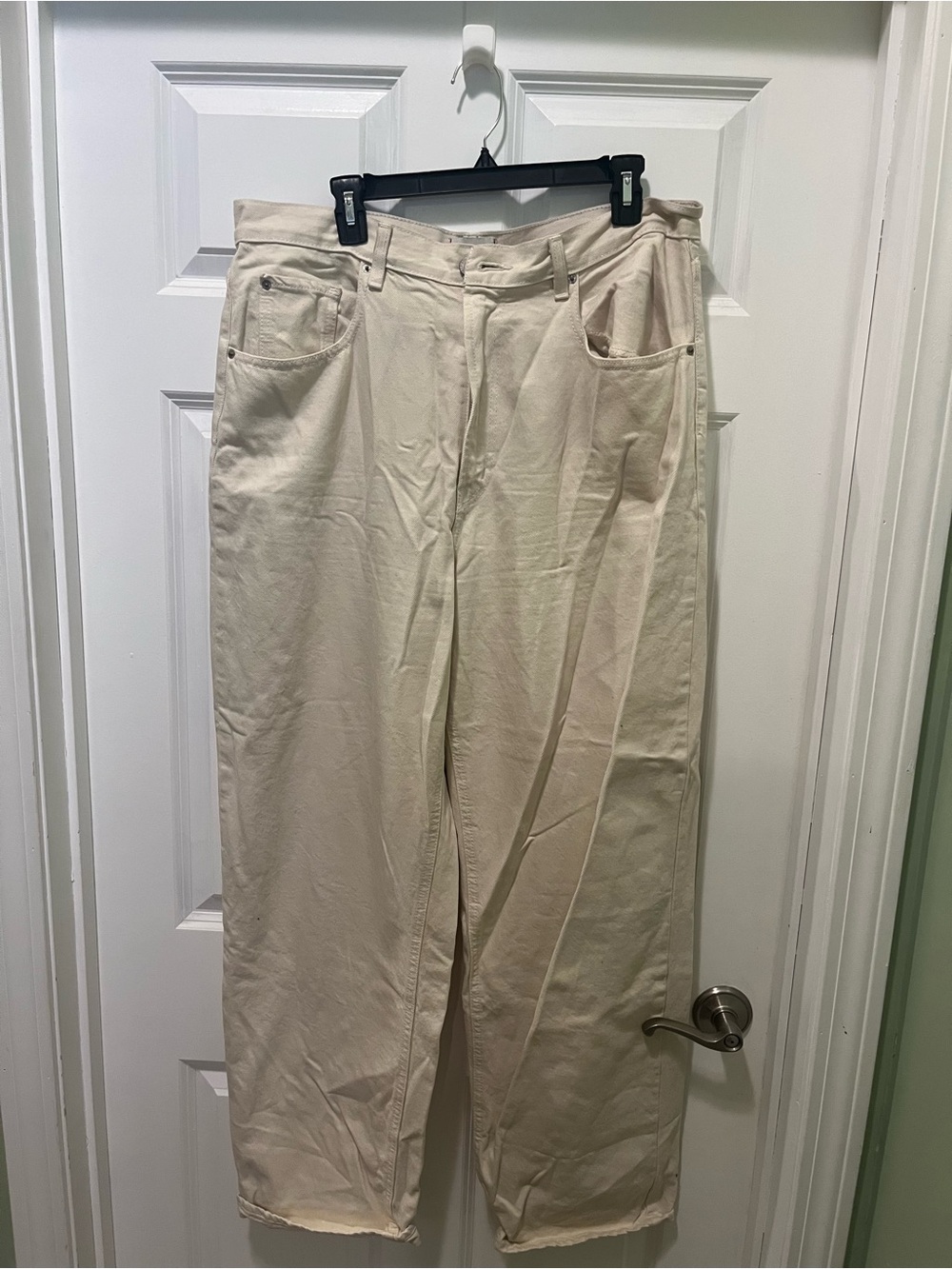 BDG Cream Wide-Leg High-Rise Pants